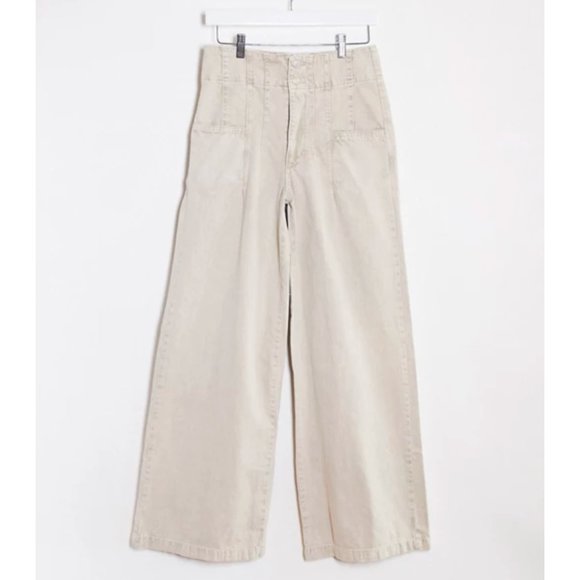 Free People Wide Leg Jeans in Pebble - Picture 1 of 8